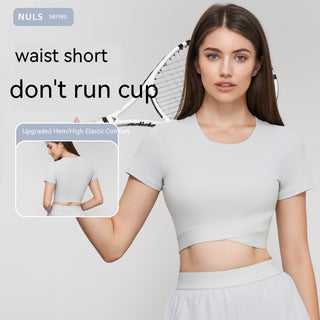 Short Sleeve Semi Fixed Cup High Elastic Top - Phosgene