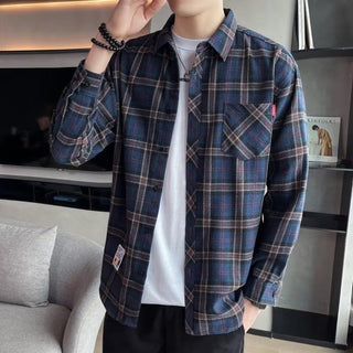 Loose Hong Kong Style Casual Coat Youth Plaid Shirt Phosgene