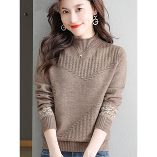 Half Turtleneck Brocade Sweater Loose - Phosgene