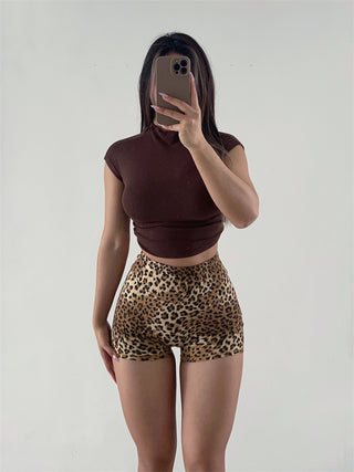 European And American Leopard Print Peach Fitness Pants - Phosgene