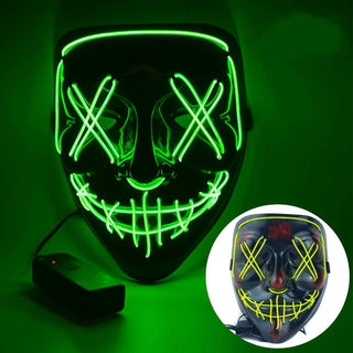 3-Mode LED Mask Neon Stitches Costume Halloween Purge Cosplay Light Up Glow Wire - Phosgene