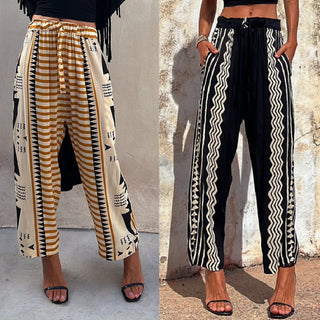 Summer Street Hipster Women's Printed Harem Pants Mid-waist Casual Pants - Phosgene