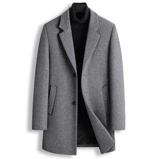 Casual Men's Blazer Collar Single Breasted Wool Jacket - Phosgene