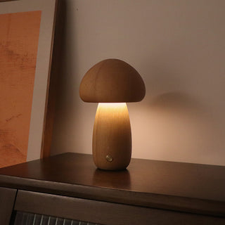 INS Wooden Cute Mushroom LED Night Light With Touch Switch  Bedside Table Lamp For Bedroom Childrens Room Sleeping Night Lamps Home Decor - Phosgene