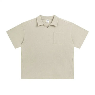 American Casual Simple Lapel Short Sleeve Phosgene