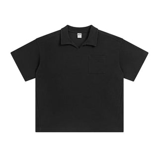 American Casual Simple Lapel Short Sleeve Phosgene