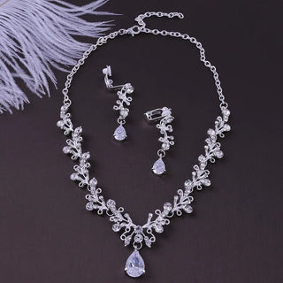 Bridal Rhinestone Zircon Earring Necklace Phosgene