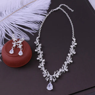 Bridal Rhinestone Zircon Earring Necklace Phosgene