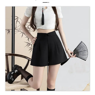 Buckle High Waisted Casual Wide Leg Shorts Phosgene