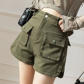 Casual Denim Shorts High Waist Stretch American Workwear Phosgene