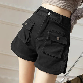 Casual Denim Shorts High Waist Stretch American Workwear Phosgene