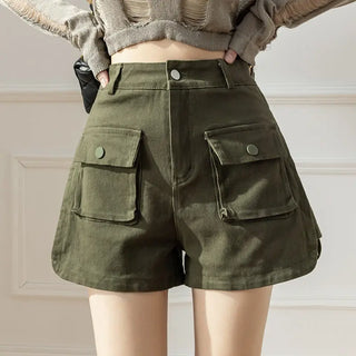 Casual Denim Shorts High Waist Stretch American Workwear Phosgene