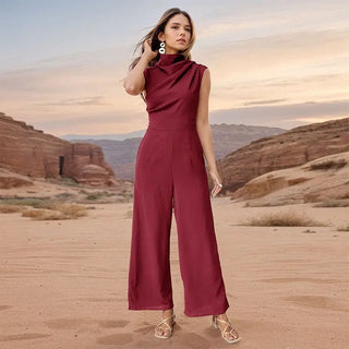 Casual Sleeveless Solid Color Wide Leg Jumpsuit Phosgene