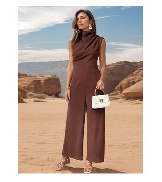 Casual Sleeveless Solid Color Wide Leg Jumpsuit Phosgene