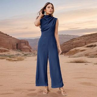 Casual Sleeveless Solid Color Wide Leg Jumpsuit Phosgene