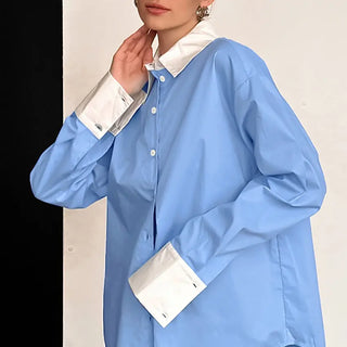 Common Blue And White Casual Women's Blouse Phosgene