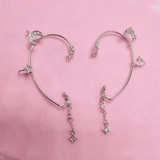 Diamond Four Awn Star Moon XINGX No Piercing Ear Hooks Phosgene