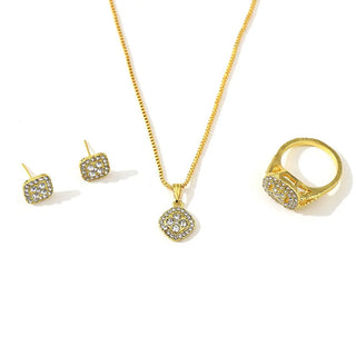 Engagement Ring, Stud Earrings, Necklace Three-piece Wedding Set Phosgene