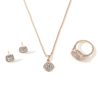 Engagement Ring, Stud Earrings, Necklace Three-piece Wedding Set Phosgene