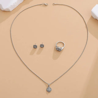 Engagement Ring, Stud Earrings, Necklace Three-piece Wedding Set Phosgene