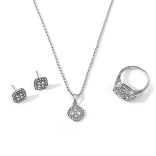 Engagement Ring, Stud Earrings, Necklace Three-piece Wedding Set Phosgene