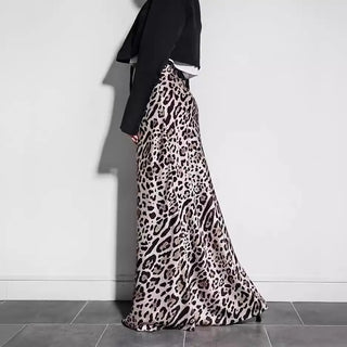 Fashion Leopard Print Long Dress For Women High Waist Drooping Phosgene