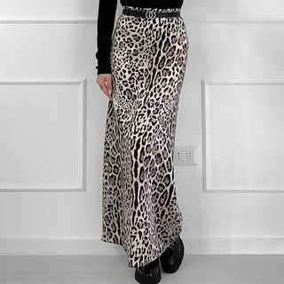 Fashion Leopard Print Long Dress For Women High Waist Drooping Phosgene