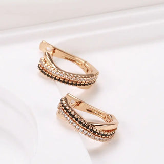 Fashion Simple Double Row Black And White Zircon Earrings Phosgene