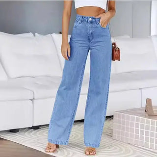 Fashion Women's Jeans Loose All-matching Straight Phosgene