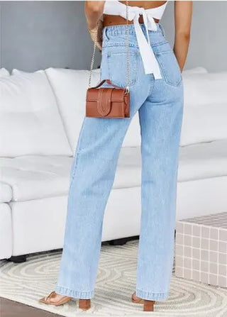 Fashion Women's Jeans Loose All-matching Straight Phosgene