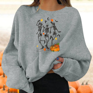 Female Halloween Printed Crew Neck Sweatshirt Phosgene