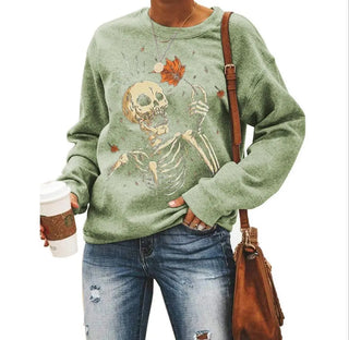 Female Halloween Printed Crew Neck Sweatshirt Phosgene