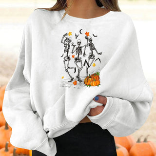 Female Halloween Printed Crew Neck Sweatshirt Phosgene