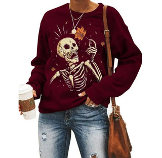 Female Halloween Printed Crew Neck Sweatshirt Phosgene