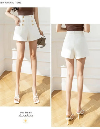 High Waist Suit Shorts Breasted Loose A- Line Phosgene