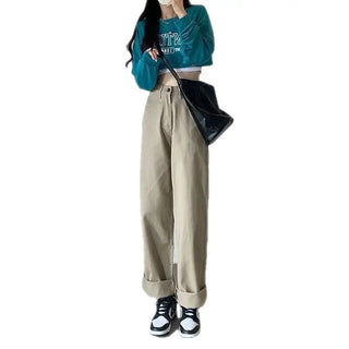 High Waist Wide Leg Jeans Ins Retro Loose Straight Mopping Pants Phosgene