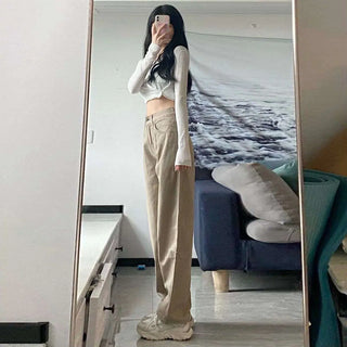 High Waist Wide Leg Jeans Ins Retro Loose Straight Mopping Pants Phosgene