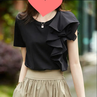 Irregular Ruffled Sweet Temperament Top For Women Phosgene