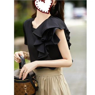 Irregular Ruffled Sweet Temperament Top For Women Phosgene