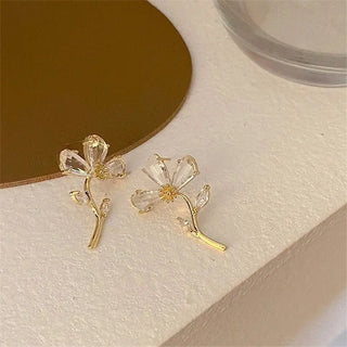 Japanese And Korean Gentle Super Immortal Flower Zircon Earrings With Small And Fresh Forest Series High Grade Earrings Phosgene