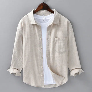 Long Linen Sleeves Casual All-matching Cotton Linen Shirt Phosgene