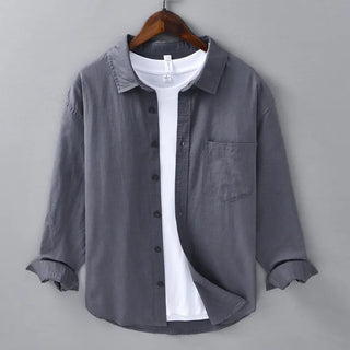 Long Linen Sleeves Casual All-matching Cotton Linen Shirt Phosgene