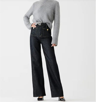 Loose Leisure Washed-out Button Slightly Flared Jeans Phosgene