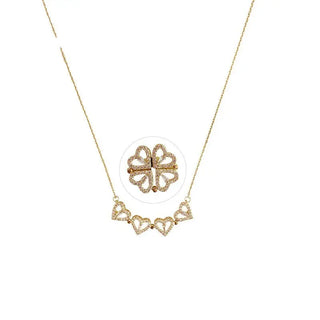 Love Style Magnetic Four-leaf Clover Micro Inlaid Zircon Sweet Lady Clavicle Chain Phosgene