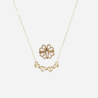 Love Style Magnetic Four-leaf Clover Micro Inlaid Zircon Sweet Lady Clavicle Chain