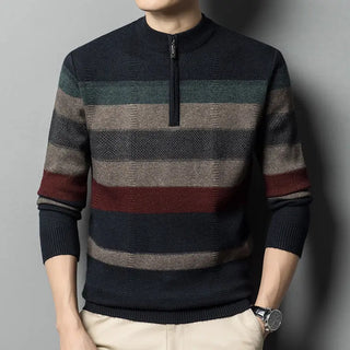 Men's Contrasting Striped Pure Wool Knitted Sweater Phosgene