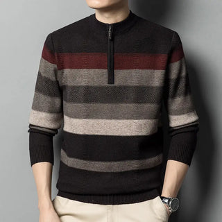 Men's Contrasting Striped Pure Wool Knitted Sweater Phosgene