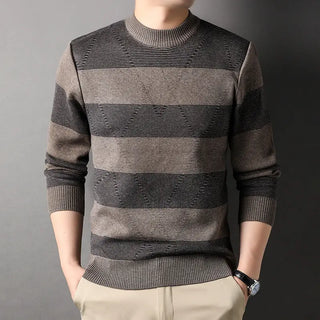 Men's Fashion Colorblock High Round Neck Knitwear Sweater Phosgene