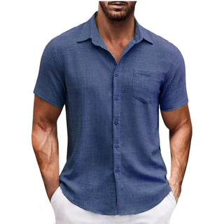 Men's Lapel Pocket Short Sleeve Casual Shirt Phosgene