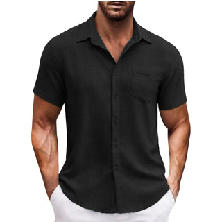 Men's Lapel Pocket Short Sleeve Casual Shirt Phosgene